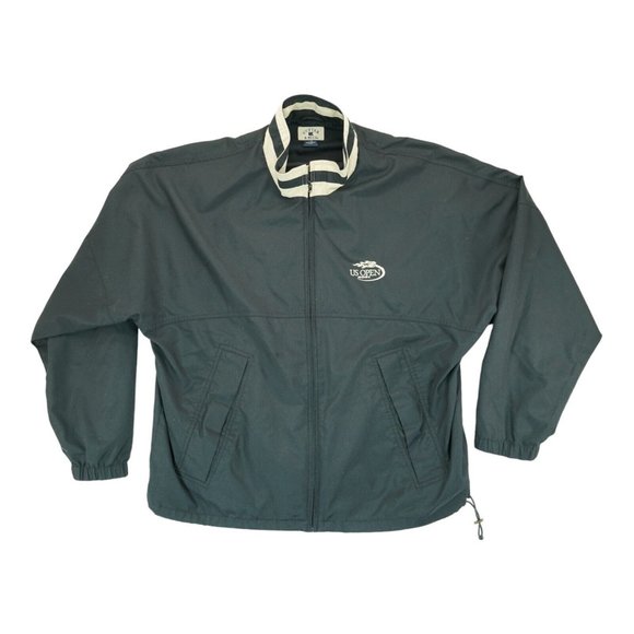 Vintage Cutter & Buck Black Windbreaker Jacket Mens‎ Large US Open 2001 Full Zip - Picture 1 of 5